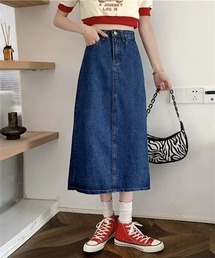 バックスリットロングデニムスカート