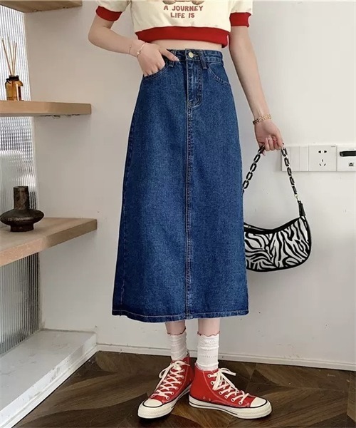 FREE STYLISTS(フリー スタイリスト)の「バックスリットロングデニムスカート(デニムスカート・レディース・ライトブルー/ブラック/ブルー・S/M/L/2XL/4XL/5XL/3XL/XL)」の3枚目の写真