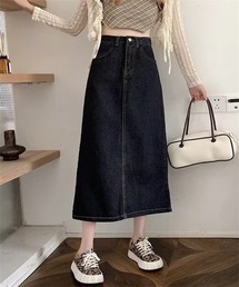 バックスリットロングデニムスカート