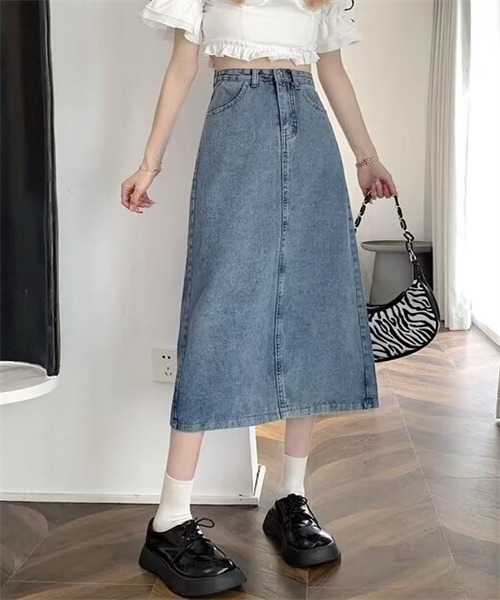 FREE STYLISTS(フリー スタイリスト)の「バックスリットロングデニムスカート(デニムスカート・レディース・ライトブルー/ブラック/ブルー・S/M/L/2XL/4XL/5XL/3XL/XL)」の21枚目の写真