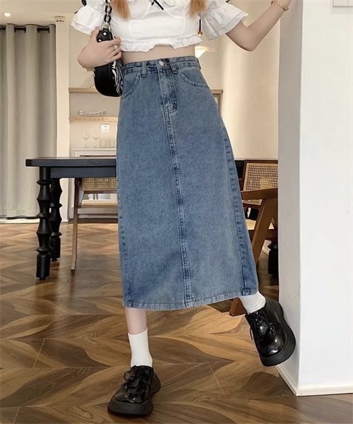 FREE STYLISTS(フリー スタイリスト)の「バックスリットロングデニムスカート(デニムスカート・レディース・ライトブルー/ブラック/ブルー・S/M/L/2XL/4XL/5XL/3XL/XL)」の15枚目の写真
