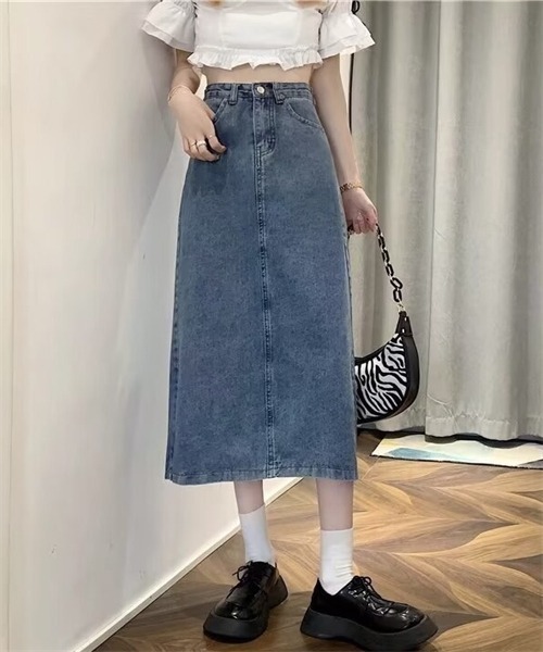 FREE STYLISTS(フリー スタイリスト)の「バックスリットロングデニムスカート(デニムスカート・レディース・ライトブルー/ブラック/ブルー・S/M/L/2XL/4XL/5XL/3XL/XL)」の20枚目の写真
