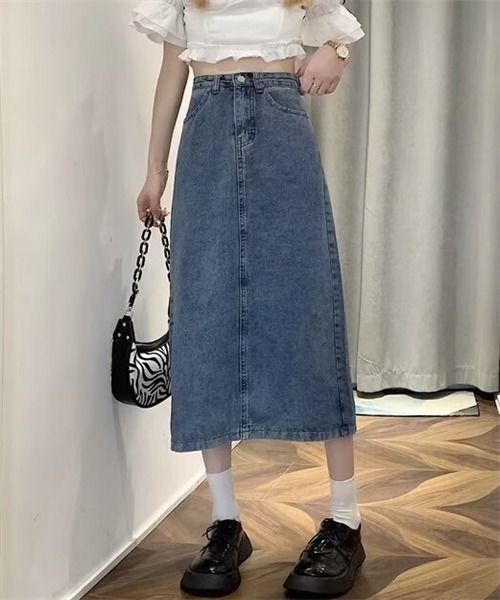 FREE STYLISTS(フリー スタイリスト)の「バックスリットロングデニムスカート(デニムスカート・レディース・ライトブルー/ブラック/ブルー・S/M/L/2XL/4XL/5XL/3XL/XL)」の19枚目の写真