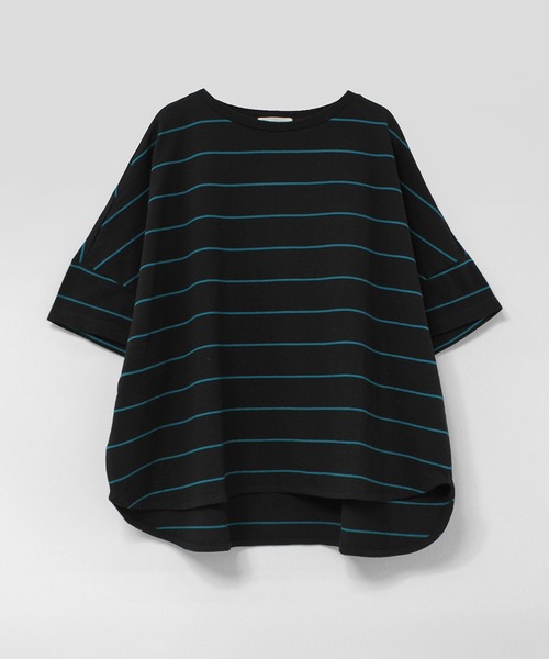 RNA-N(アールエヌエーエヌ)の「M2654 ボーダールーズT(Tシャツ/カットソー・レディース・ブラウン/ブラック×グリーン/ホワイト×ブラック/サックスブルー/キャメル/グレー/チョコ/ホワイト×レッド・FREE)」の4枚目の写真