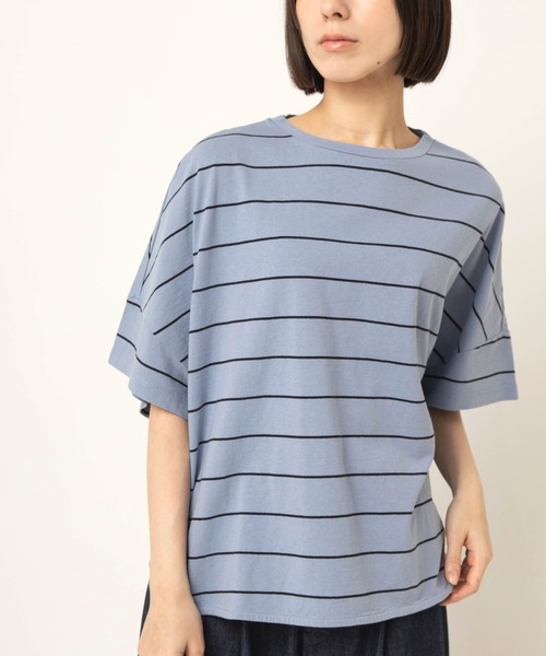 RNA-N(アールエヌエーエヌ)の「M2654 ボーダールーズT(Tシャツ/カットソー・レディース・ブラウン/ブラック×グリーン/ホワイト×ブラック/サックスブルー/キャメル/グレー/チョコ/ホワイト×レッド・FREE)」の8枚目の写真