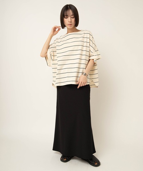 RNA-N(アールエヌエーエヌ)の「M2654 ボーダールーズT(Tシャツ/カットソー・レディース・ブラウン/ブラック×グリーン/ホワイト×ブラック/サックスブルー/キャメル/グレー/チョコ/ホワイト×レッド・FREE)」の21枚目の写真