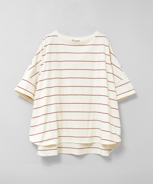RNA-N(アールエヌエーエヌ)の「M2654 ボーダールーズT(Tシャツ/カットソー・レディース・ブラウン/ブラック×グリーン/ホワイト×ブラック/サックスブルー/キャメル/グレー/チョコ/ホワイト×レッド・FREE)」の9枚目の写真