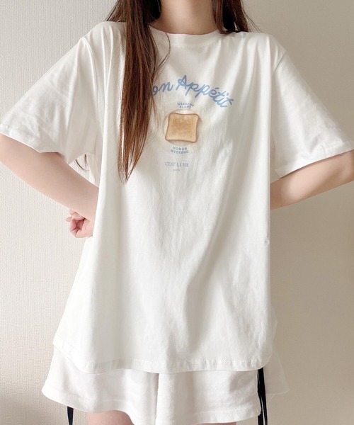 Nana（ナナ）の「トーストイラストプリントTシャツ（Tシャツ/カットソー・レディース・ホワイト・FREE）」の14枚目の写真