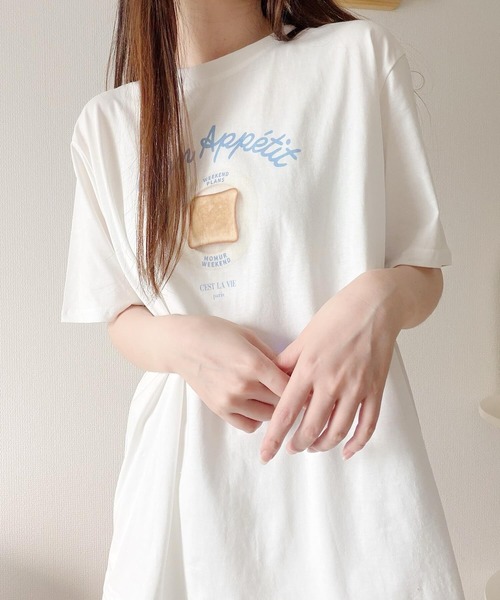 Nana（ナナ）の「トーストイラストプリントTシャツ（Tシャツ/カットソー・レディース・ホワイト・FREE）」の16枚目の写真