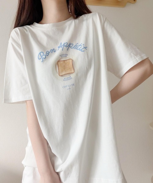 Nana（ナナ）の「トーストイラストプリントTシャツ（Tシャツ/カットソー・レディース・ホワイト・FREE）」の17枚目の写真