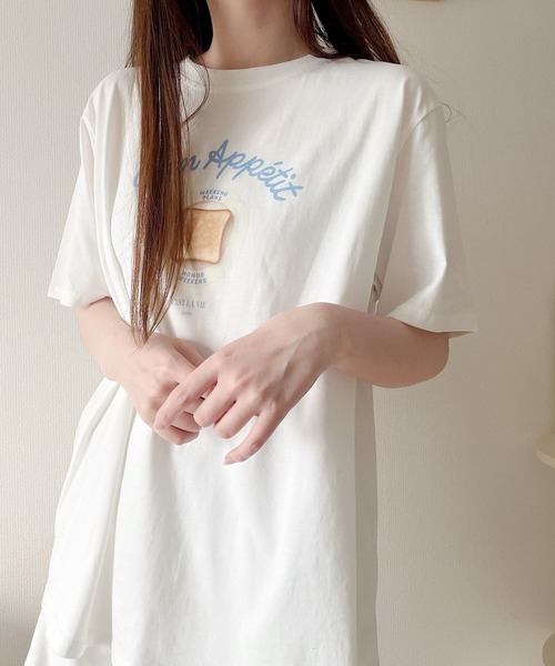 Nana（ナナ）の「トーストイラストプリントTシャツ（Tシャツ/カットソー・レディース・ホワイト・FREE）」の7枚目の写真