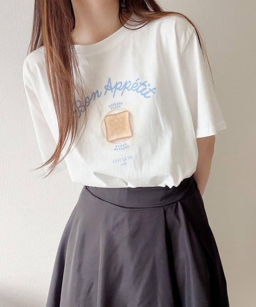Nana（ナナ）の「トーストイラストプリントTシャツ（Tシャツ/カットソー・レディース・ホワイト・FREE）」の9枚目の写真