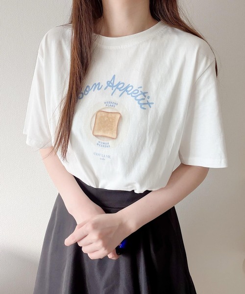 Nana（ナナ）の「トーストイラストプリントTシャツ（Tシャツ/カットソー・レディース・ホワイト・FREE）」の10枚目の写真
