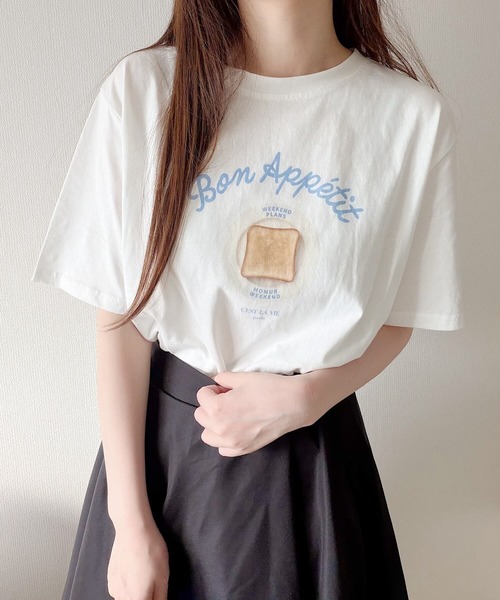 Nana（ナナ）の「トーストイラストプリントTシャツ（Tシャツ/カットソー・レディース・ホワイト・FREE）」の11枚目の写真