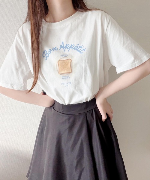 Nana（ナナ）の「トーストイラストプリントTシャツ（Tシャツ/カットソー・レディース・ホワイト・FREE）」の12枚目の写真