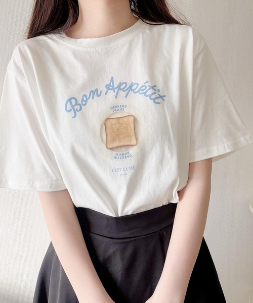 Nana（ナナ）の「トーストイラストプリントTシャツ（Tシャツ/カットソー・レディース・ホワイト・FREE）」の3枚目の写真