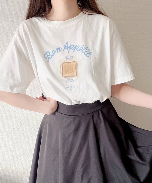 Nana（ナナ）の「トーストイラストプリントTシャツ（Tシャツ/カットソー・レディース・ホワイト・FREE）」の4枚目の写真