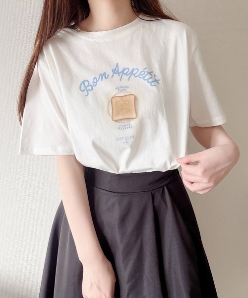 Nana（ナナ）の「トーストイラストプリントTシャツ（Tシャツ/カットソー・レディース・ホワイト・FREE）」の6枚目の写真
