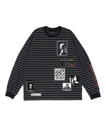 BLACK BLOND（ブラック ブロンド）の「ビビディエンザイアティマルチパッチストライプ長袖Tシャツ（ブラック&チャコール）（Tシャツ/カットソー）」