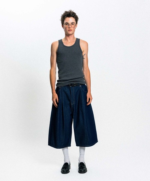 Elanque(エランク)の「wide denim shorts / ワイドデニムハーフパンツ(デニムパンツ・メンズ・インディゴブルー/ブルー・MEDIUM/LARGE)」の13枚目の写真