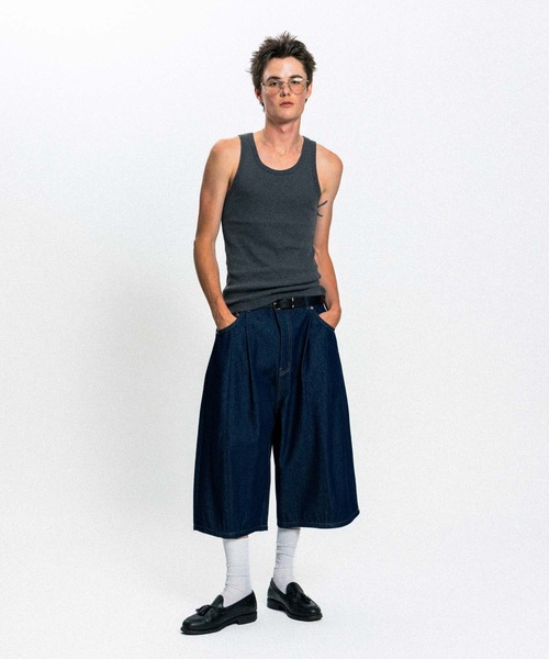 Elanque(エランク)の「wide denim shorts / ワイドデニムハーフパンツ(デニムパンツ・メンズ・インディゴブルー/ブルー・MEDIUM/LARGE)」の17枚目の写真