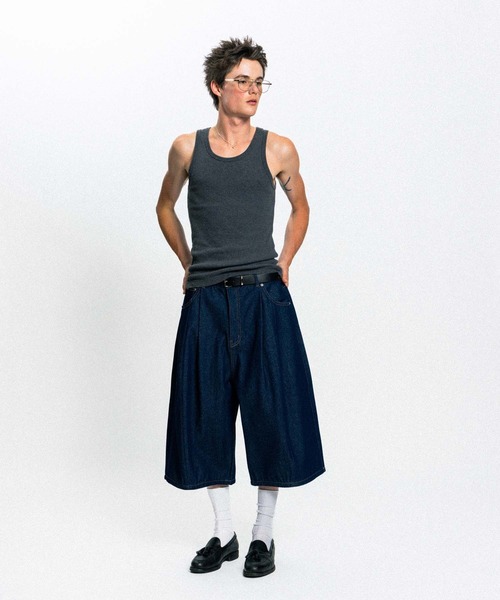 Elanque(エランク)の「wide denim shorts / ワイドデニムハーフパンツ(デニムパンツ・メンズ・インディゴブルー/ブルー・MEDIUM/LARGE)」の19枚目の写真
