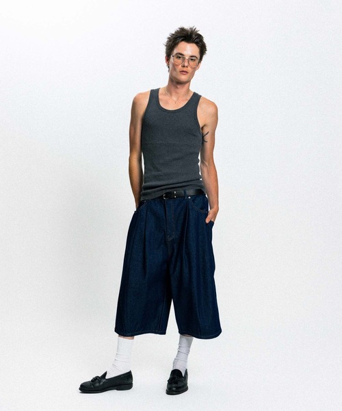 Elanque(エランク)の「wide denim shorts / ワイドデニムハーフパンツ(デニムパンツ・メンズ・インディゴブルー/ブルー・MEDIUM/LARGE)」の20枚目の写真
