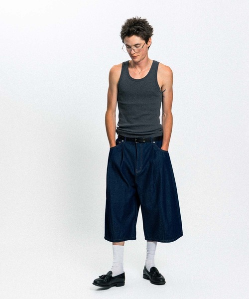 Elanque(エランク)の「wide denim shorts / ワイドデニムハーフパンツ(デニムパンツ・メンズ・インディゴブルー/ブルー・MEDIUM/LARGE)」の22枚目の写真