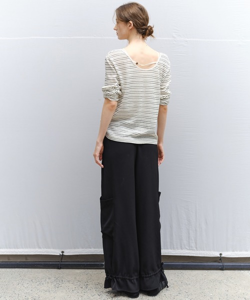 tageechita(タジチタ)の「【tageechita】ニュアンスボーダー Uネックロングスリーブトップス(Tシャツ/カットソー・レディース・ホワイト×ブルー/ホワイト×ブラック・L/M/S)」の15枚目の写真
