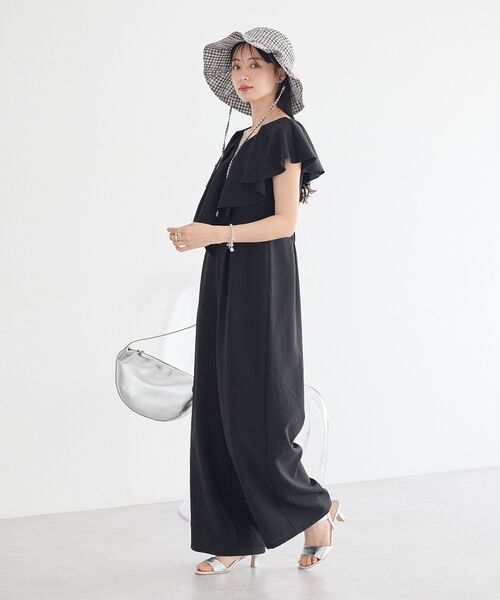 earth music&ecology(アースミュージックアンドエコロジー)の「ラッフルサロペット(サロペット/オーバーオール・レディース・ブラウン/ホワイト系その他2/ブラック・S/M)」の20枚目の写真
