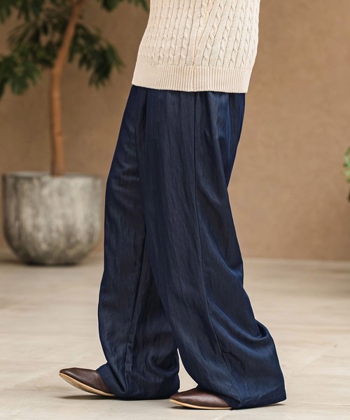 CAMBIO(カンビオ)の「mp14972- Drape Wide Straight Pants ワイドストレートパンツ(S68726cmb)(その他パンツ・メンズ・ネイビー/キナリ/スモーク/ブラック・L/M/S)」の2枚目の写真