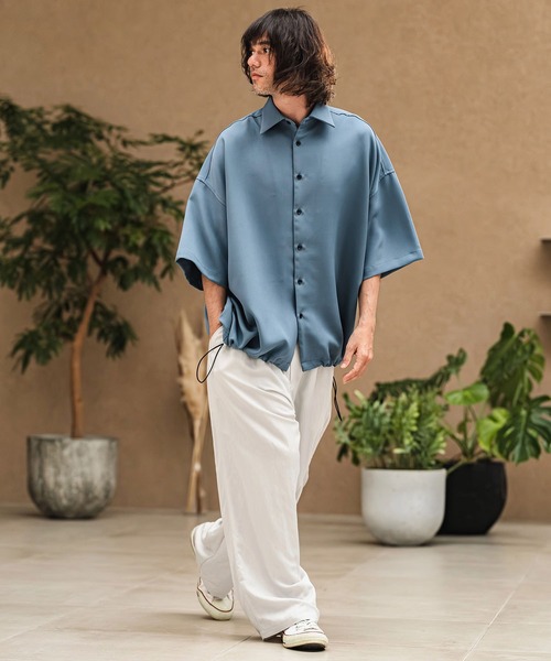 CAMBIO(カンビオ)の「mp14972- Drape Wide Straight Pants ワイドストレートパンツ(S68726cmb)(その他パンツ・メンズ・ネイビー/キナリ/スモーク/ブラック・L/M/S)」の9枚目の写真