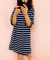 Outfitter lab（アウトフィッターラボ）の「ビッグシルエット ボーダーワンピース（ワンピース）」