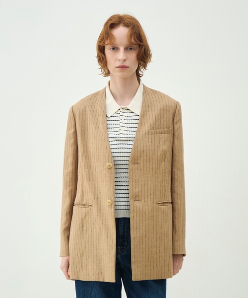 MACPHEE(マカフィー)の「シルクネップリネン ノーカラージャケット(ノーカラージャケット・レディース・ベージュ系その他・36/34)」の3枚目の写真