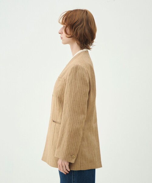 MACPHEE(マカフィー)の「シルクネップリネン ノーカラージャケット(ノーカラージャケット・レディース・ベージュ系その他・36/34)」の5枚目の写真