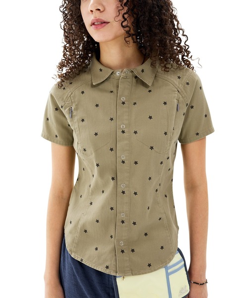 SUNLOVE（サンラブ）の「W Wave Herringbon Shirt（シャツ/ブラウス・レディース・ネイビー/カーキ/ブラウン/ローズ・S/M）」の2枚目の写真