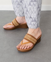 【ITALIAN SHOEMAKERS】ラウンドメタルウェッジヒールトングサンダル(962311)