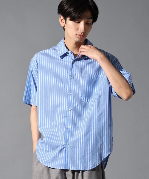 ALAND(エーランド)の「【UNISEX】ALAND/ストライプ半袖シャツ(シャツ/ブラウス・レディース・ブラック/ブルー・LARGE/SMALL)」の8枚目の写真