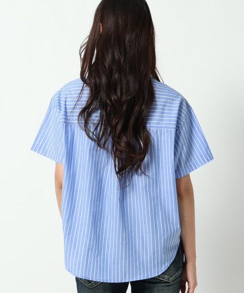 ALAND(エーランド)の「【UNISEX】ALAND/ストライプ半袖シャツ(シャツ/ブラウス・レディース・ブラック/ブルー・LARGE/SMALL)」の16枚目の写真