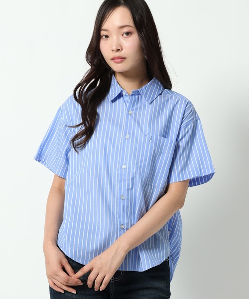 ALAND(エーランド)の「【UNISEX】ALAND/ストライプ半袖シャツ(シャツ/ブラウス・レディース・ブラック/ブルー・LARGE/SMALL)」の14枚目の写真