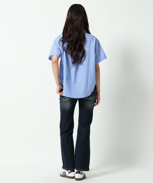 ALAND(エーランド)の「【UNISEX】ALAND/ストライプ半袖シャツ(シャツ/ブラウス・レディース・ブラック/ブルー・LARGE/SMALL)」の13枚目の写真