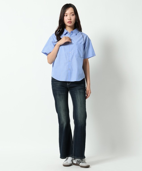 ALAND(エーランド)の「【UNISEX】ALAND/ストライプ半袖シャツ(シャツ/ブラウス・レディース・ブラック/ブルー・LARGE/SMALL)」の11枚目の写真