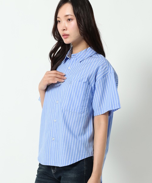 ALAND(エーランド)の「【UNISEX】ALAND/ストライプ半袖シャツ(シャツ/ブラウス・レディース・ブラック/ブルー・LARGE/SMALL)」の15枚目の写真