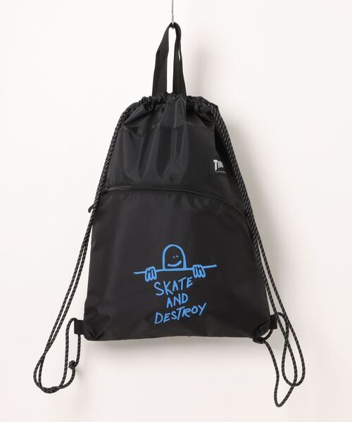 THRASHER(スラッシャー)の「THRASHER スラッシャー ナップサック 巾着バッグ(バックパック/リュック・メンズ・ホワイト/ピンク/ブルー・FREE)」の3枚目の写真