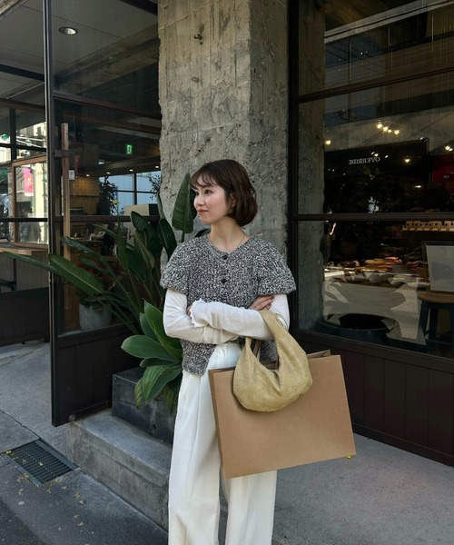 lawgy(ラウジー)の「zigzag stitch patchwork oval bag / ジグザグステッチパッチワークオーバルバッグ(ハンドバッグ・レディース・イエロー系/ブラック/レッド系/アイボリー・FREE)」の19枚目の写真