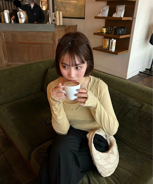 lawgy(ラウジー)の「zigzag stitch patchwork oval bag / ジグザグステッチパッチワークオーバルバッグ(ハンドバッグ・レディース・イエロー系/ブラック/レッド系/アイボリー・FREE)」の17枚目の写真