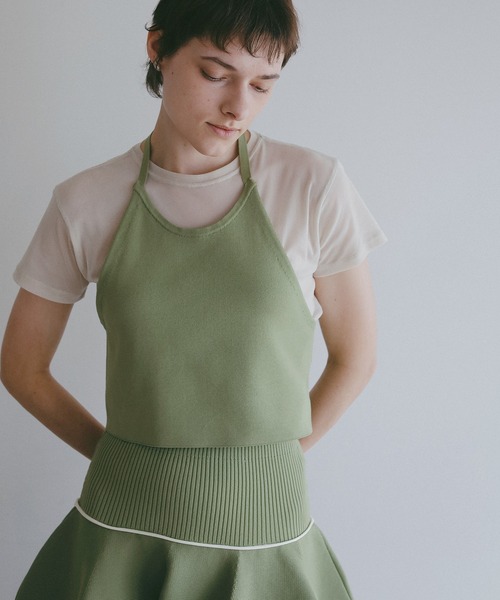 MANOF(マノフ)の「BUSTIER KNIT SET UP(ワンピース・レディース・ベージュ/グリーン/ブラック・F)」の11枚目の写真