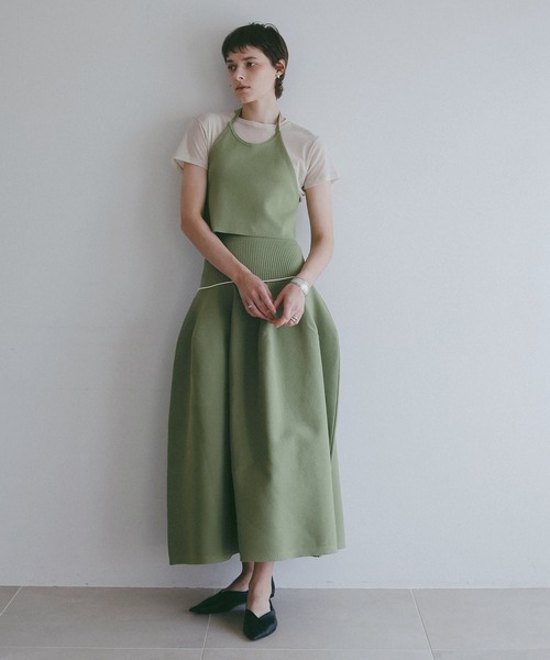 MANOF(マノフ)の「BUSTIER KNIT SET UP(ワンピース・レディース・ベージュ/グリーン/ブラック・F)」の8枚目の写真
