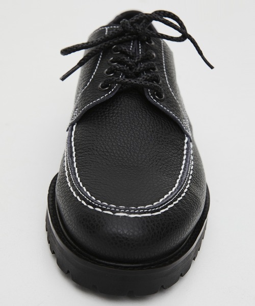 UNITED TOKYO（ユナイテッドトウキョウ）の「【残りわずか】5HOLE LEATHER DERBY SHOES　｜本革/牛革/リアルレザー/Vibramソール/軽量/滑り止め/クッション性/ビジネス/オフィスカジュアル/通勤/（モカシン/デッキシューズ・メンズ・ブラック/ダークブラウン・1/2/3）」の3枚目の写真
