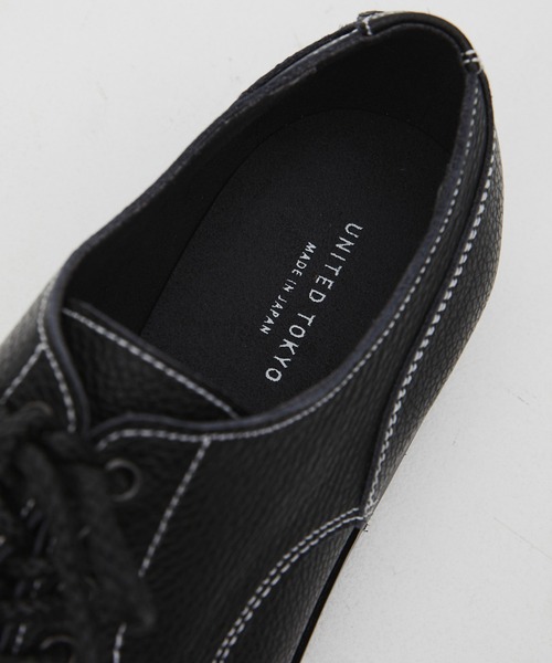 UNITED TOKYO（ユナイテッドトウキョウ）の「【残りわずか】5HOLE LEATHER DERBY SHOES　｜本革/牛革/リアルレザー/Vibramソール/軽量/滑り止め/クッション性/ビジネス/オフィスカジュアル/通勤/（モカシン/デッキシューズ・メンズ・ブラック/ダークブラウン・1/2/3）」の7枚目の写真